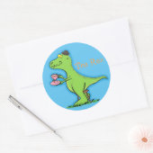 Funny T rex dinosaur cartoon Ronde Sticker (Envelop)
