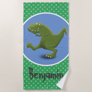 Funny t rex dinosaur cartoon strandlaken