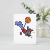 Funny T-rex Dinosaur die Basketball speelt Briefkaart (Staand voorkant)
