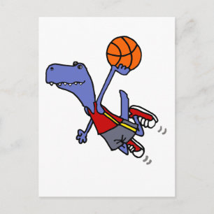Funny T-rex Dinosaur die Basketball speelt Briefkaart