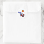 Funny T-rex Dinosaur die Basketball speelt Ronde Sticker (Tas)