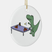 Funny T-Rex Dinosaur die Beer Pong speelt Keramisch Ornament (Rechts)
