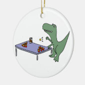 Funny T-Rex Dinosaur die Beer Pong speelt Keramisch Ornament (Links)