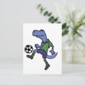 Funny T-rex Dinosaur die de Cartoon van de Voetbal Briefkaart (Staand voorkant)