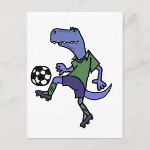 Funny T-rex Dinosaur die de Cartoon van de Voetbal Briefkaart