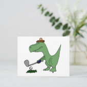 Funny T-Rex Dinosaur die Golf speelt Briefkaart (Staand voorkant)