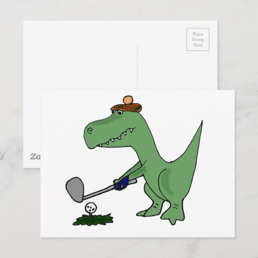 Funny T-Rex Dinosaur die Golf speelt Briefkaart (Voorkant / Achterkant)