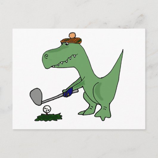 Funny T-Rex Dinosaur die Golf speelt Briefkaart (Voorkant)