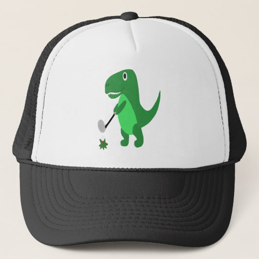 Funny T-rex Dinosaur die Golf speelt Trucker Pet (Voorkant)