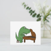 Funny T-Rex Dinosaur die Piano speelt Briefkaart (Staand voorkant)