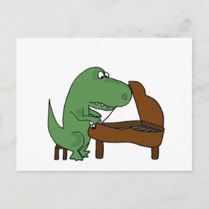 Funny T-Rex Dinosaur die Piano speelt Briefkaart
