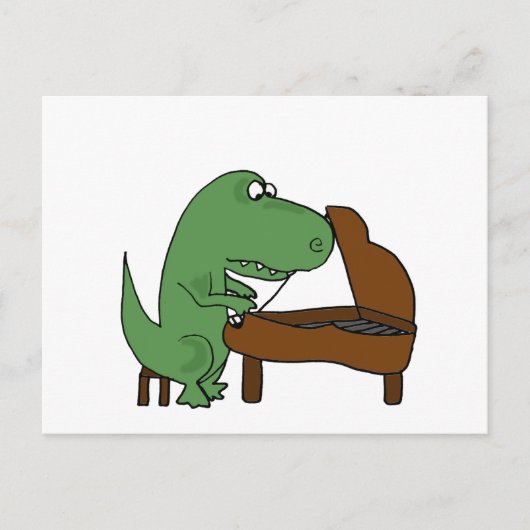 Funny T-Rex Dinosaur die Piano speelt Briefkaart (Voorkant)