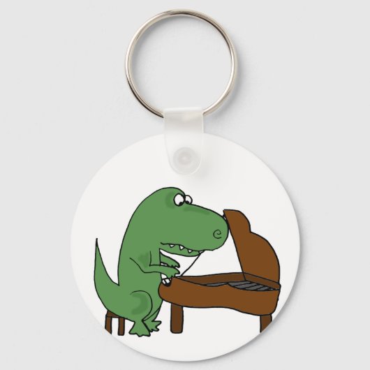 Funny T-Rex Dinosaur die Piano speelt Sleutelhanger (Voorkant)