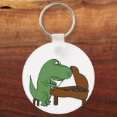 Funny T-Rex Dinosaur die Piano speelt Sleutelhanger (Voorkant)