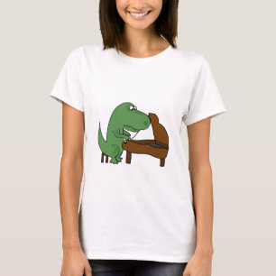 Funny T-Rex Dinosaur die Piano speelt T-shirt