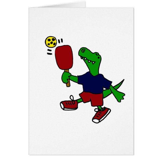 Funny T-Rex Dinosaur die Pickleball speelt (Voorkant)