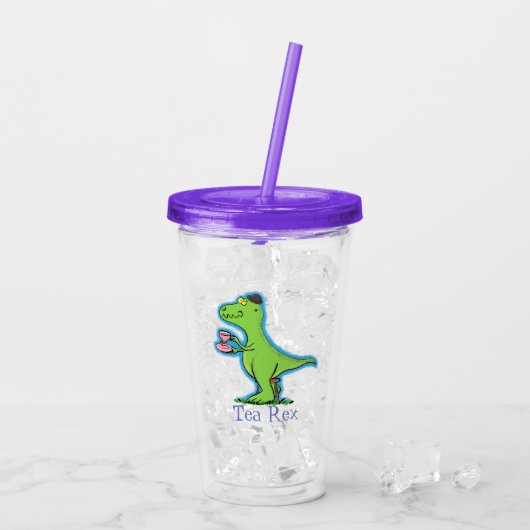 Funny T rex dinosaur drink cartoon Acryl Drinkbeker (Achterkant ijs)