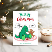 Funny T Rex Dinosaur Gingerbrood Cookie Kerstmis Feestdagenkaart
