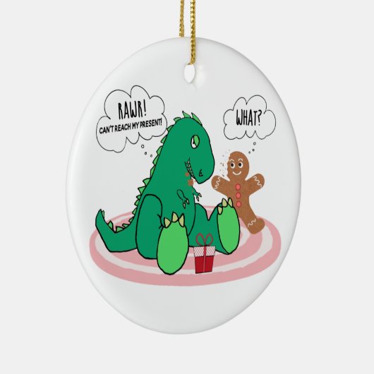 Funny T Rex Dinosaur Gingerbrood Cookie Kerstmis Keramisch Ornament (Rechts)