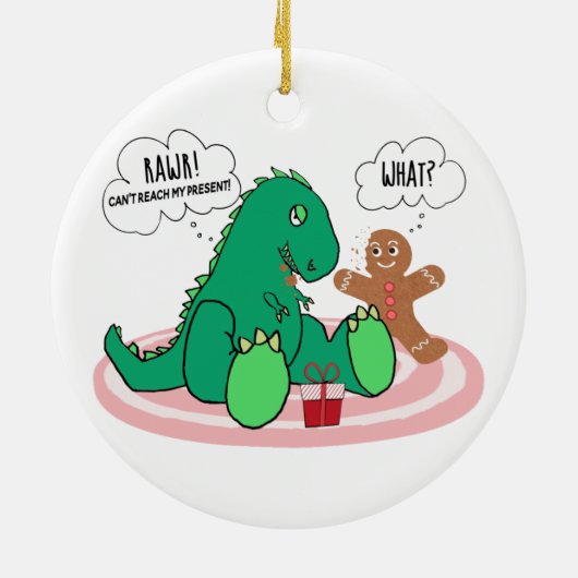 Funny T Rex Dinosaur Gingerbrood Cookie Kerstmis Keramisch Ornament (Achterkant)