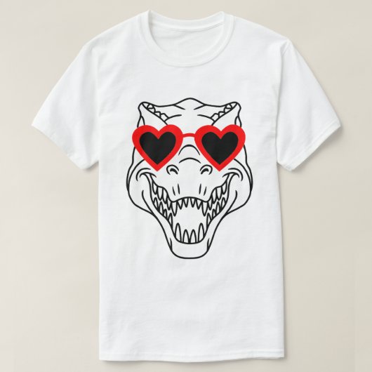 Funny T Rex Dinosaur Heart Sunbril Happy Valent T-shirt (Design voorkant)