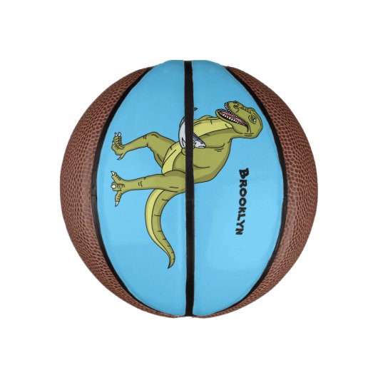 Funny T rex dinosaur illustratie Basketbal (Verticaal)