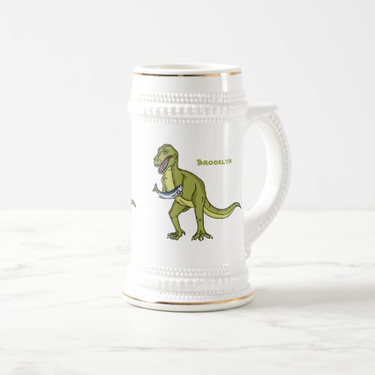 Funny T rex dinosaur illustratie Bierpul (Voorkant rechts)