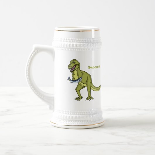 Funny T rex dinosaur illustratie Bierpul (Links)