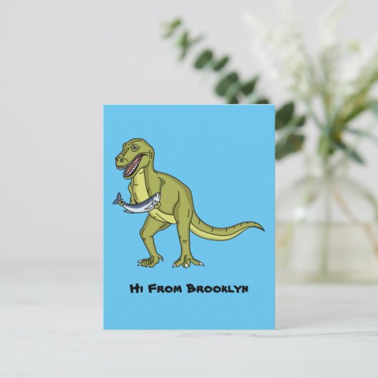 Funny T rex dinosaur illustratie Briefkaart (Staand voorkant)