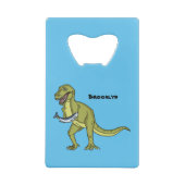Funny T rex dinosaur illustratie Creditkaart Flessenopener (Achterkant)