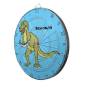 Funny T rex dinosaur illustratie Dartbord (Voorkant Rechts)