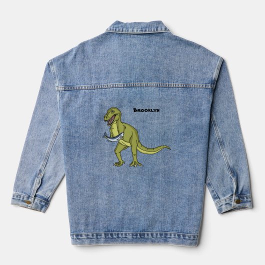 Funny T rex dinosaur illustratie Denim Jacket (Achterkant)