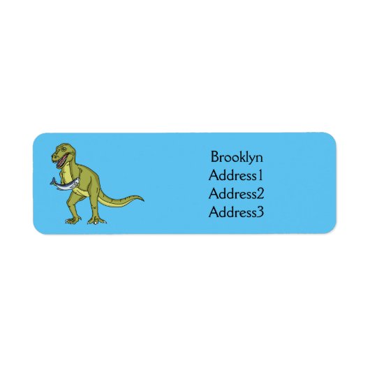 Funny T rex dinosaur illustratie Etiket (Voorkant)
