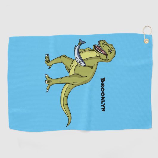Funny T rex dinosaur illustratie Golfhanddoek (Horizontaal)