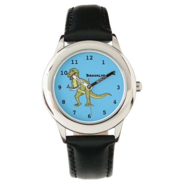 Funny T rex dinosaur illustratie Horloge (Voorkant)