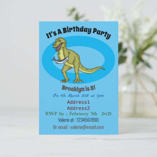 Funny T rex dinosaur illustratie Kaart (Staand voorkant)