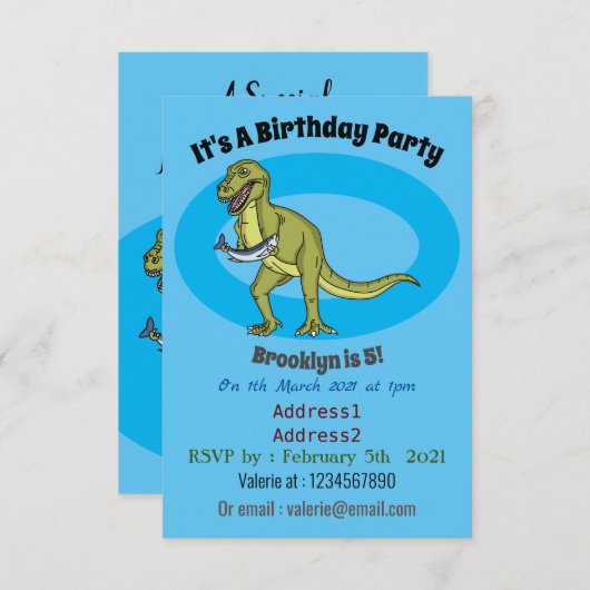 Funny T rex dinosaur illustratie Kaart (Voorkant / Achterkant)