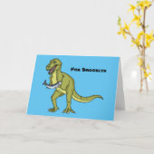 Funny T rex dinosaur illustratie Kaart (Gele Bloem)