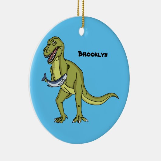 Funny T rex dinosaur illustratie Keramisch Ornament (Rechts)