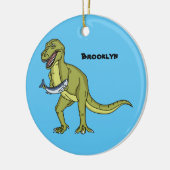 Funny T rex dinosaur illustratie Keramisch Ornament (Links)