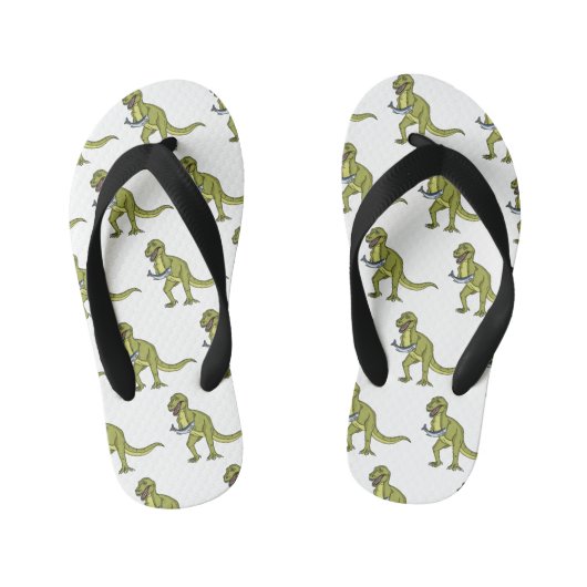 Funny T rex dinosaur illustratie Kinder Teenslippers (Voetbed)