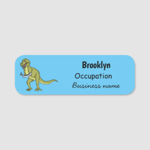 Funny T rex dinosaur illustratie Naamplaatje