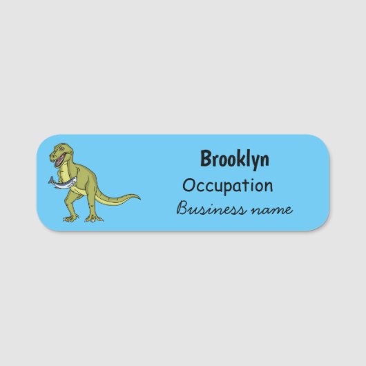 Funny T rex dinosaur illustratie Naamplaatje (Voorkant)