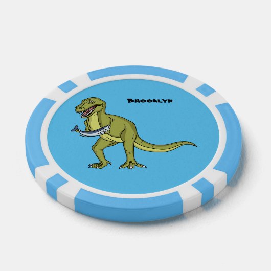 Funny T rex dinosaur illustratie Poker Chips (Enkel)