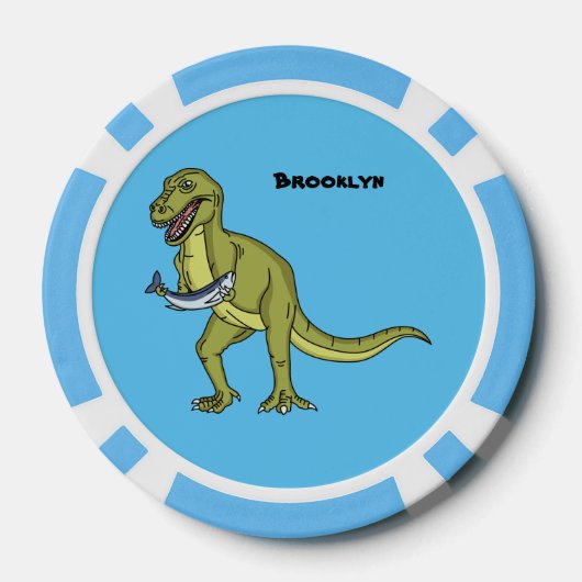 Funny T rex dinosaur illustratie Poker Chips (Achterkant)