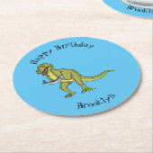 Funny T rex dinosaur illustratie Ronde Kartonnen Onderzetter (Gebogen)