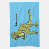 Funny T rex dinosaur illustratie Theedoek (Verticaal)