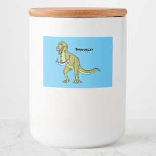 Funny T rex dinosaur illustratie Voedselcontainer Etiket