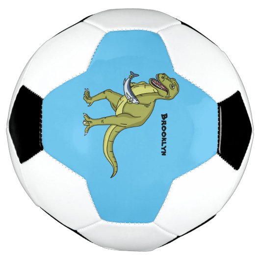 Funny T rex dinosaur illustratie Voetbal (Gedraaid)