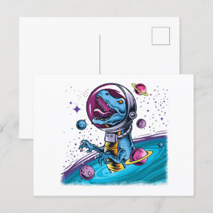 Funny T-Rex Dinosaur in de ruimte Briefkaart